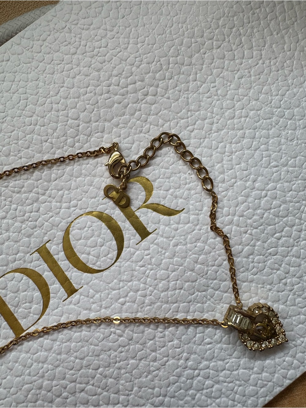 Vintage Dior Rhinestone Heart Necklace + Dior Paper Shopping Bag - Picture 8 of 9
